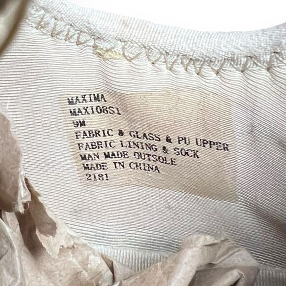 Steve Madden Maxima SM NY90 Gem Studded Beige & Gold Shoes Women’s Size 9M - Picture 16 of 16